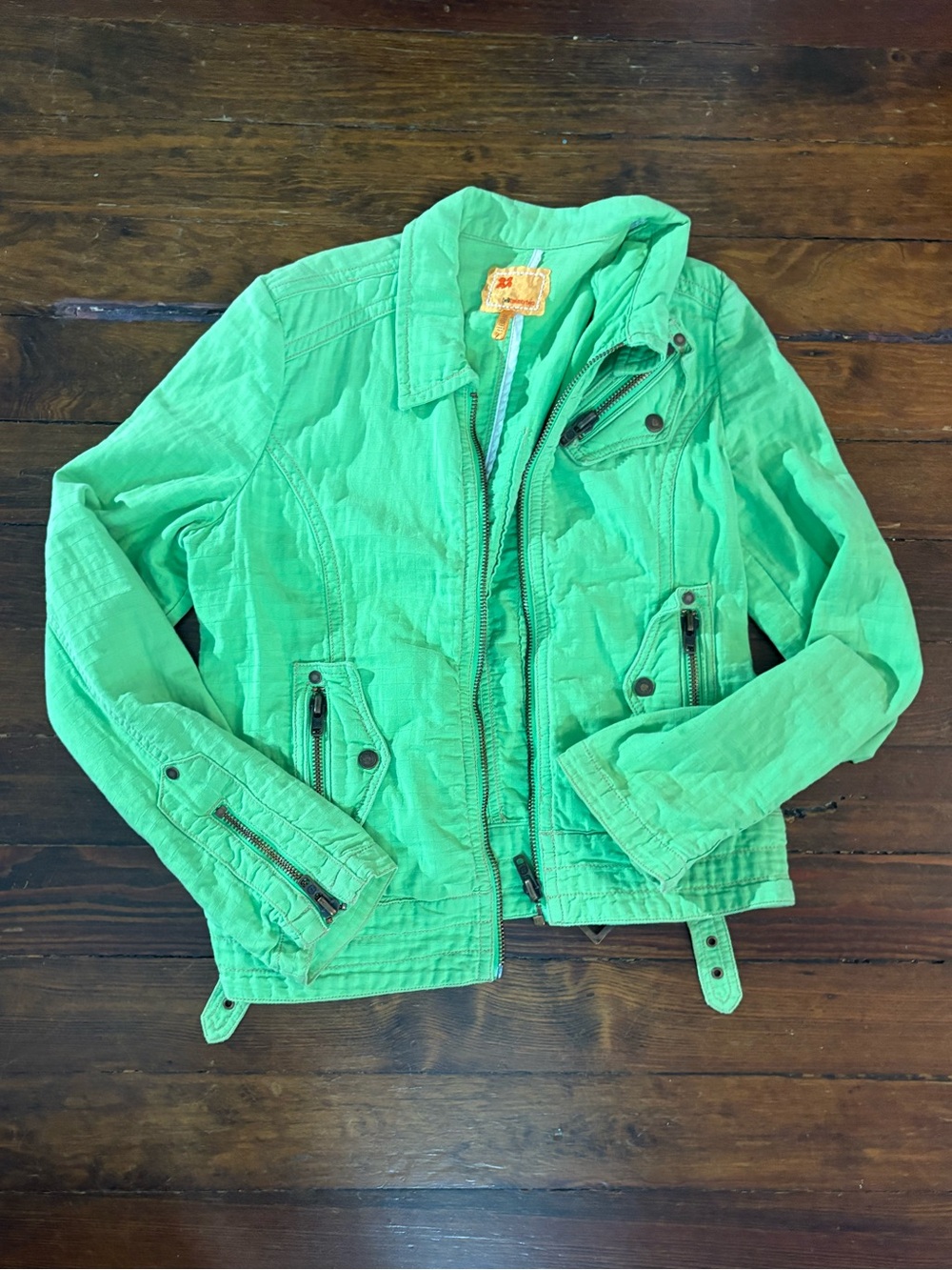 Twill twenty two bright green zipper cool jacket coat size L